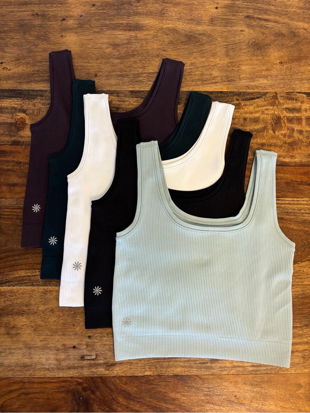 Athleta Girl Ribbed Crop Tank Lot of 5 Size 10-12 EUC White, Black, Plum, Green